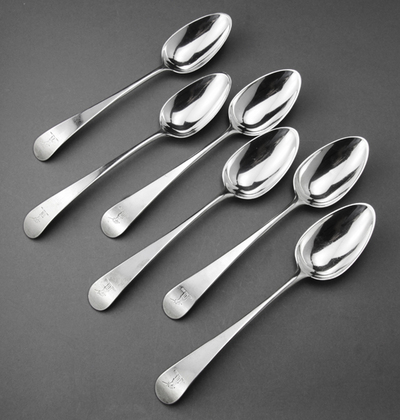 Hester Bateman Georgian Silver Table Spoons (Set of 6)